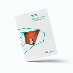 Titelbild des Jahresberichts 2024 der IBSA Foundation mit einer Büste und einem Zitat im grafischen Design.